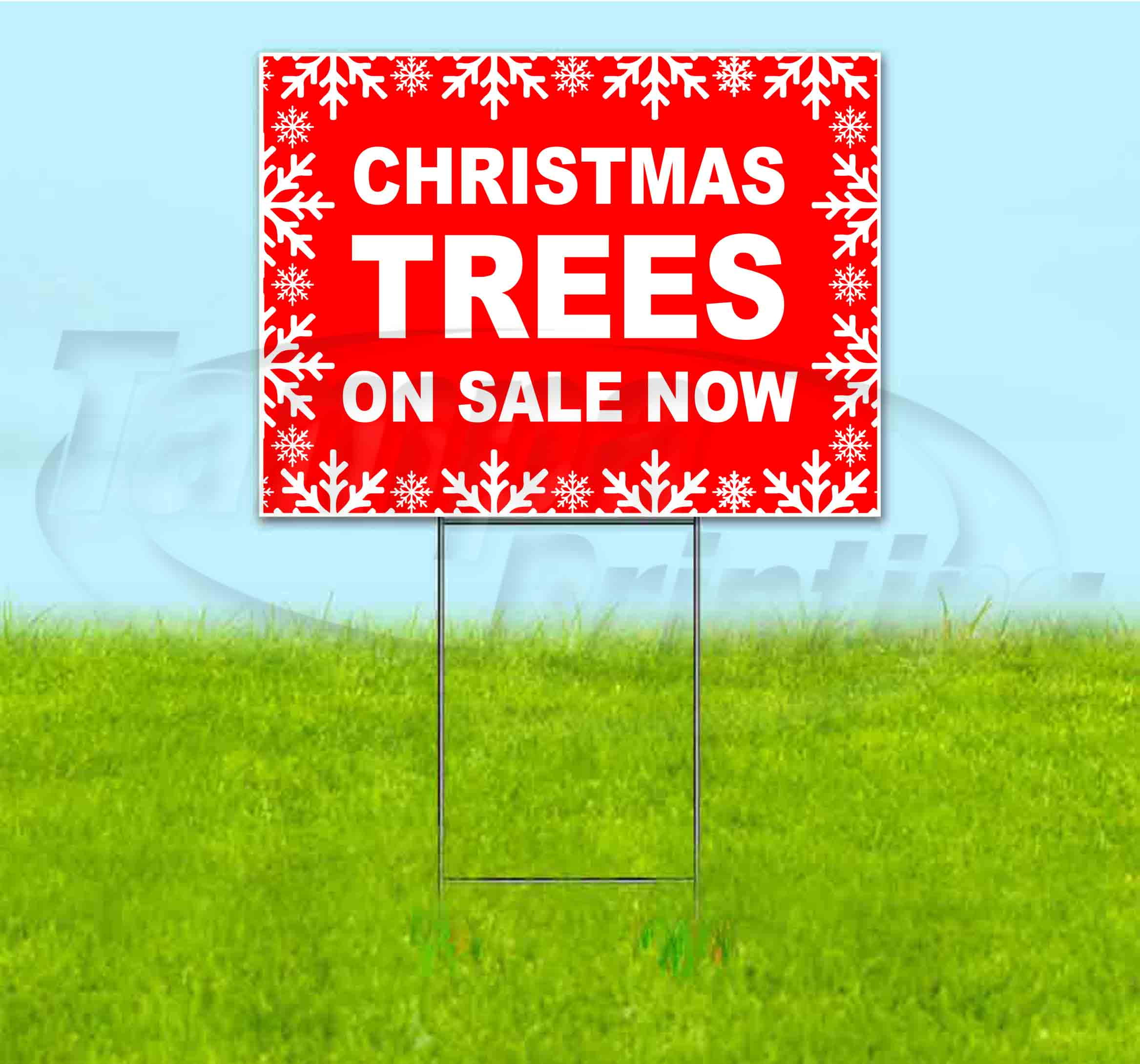 Christmas Trees On Sale Now (18" x 24") Yard Sign, Includes Metal Step