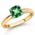 thumbnail image 2 of Gem Stone King 10K Two Tone Gold Rainforest Topaz Solitaire Engagement Ring for Women (1.00 Cttw, Gemstone November Birthstone, Cushion Checkerboard 6MM), 2 of 4