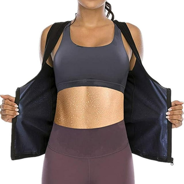 Corsé De Sudor Mujeres Sauna Sudor Chaleco Entrenamiento Compresión Cremallera Corsé Fitness Adelgazamiento Chaleco qarigey OD014493-01