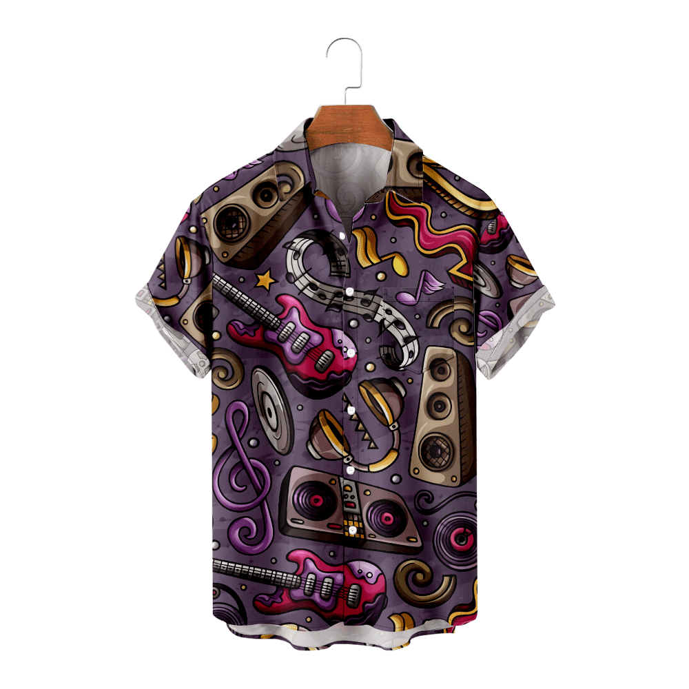 Musical Elements Adult Kids Hawaiian Shirts Button Down ,Sizes Kids