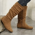 thumbnail image 5 of Luxalzxs Women's Slouchy Mid-Calf Boots Pull On Flat Boots Side Zipper Winter Boots for Women, 5 of 5
