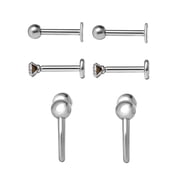 Body Jewelry Womens Sterling Silver 16G Snake Bite & Monroe Labret Piercing Set, 6-Pack