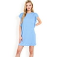 thumbnail image 4 of Women's Ruffle Sleeve Textured Knit Mini Shift Dress- Blue,Small, 4 of 7