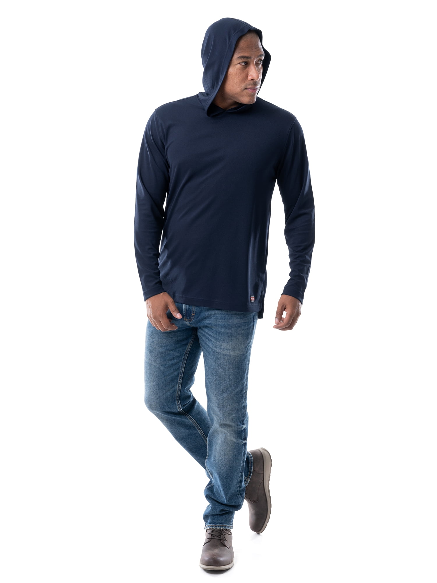 Wrangler Workwear Men's Long Sleeve UPF 40 Sun Shirt with Hoodie, sizes S-3XL