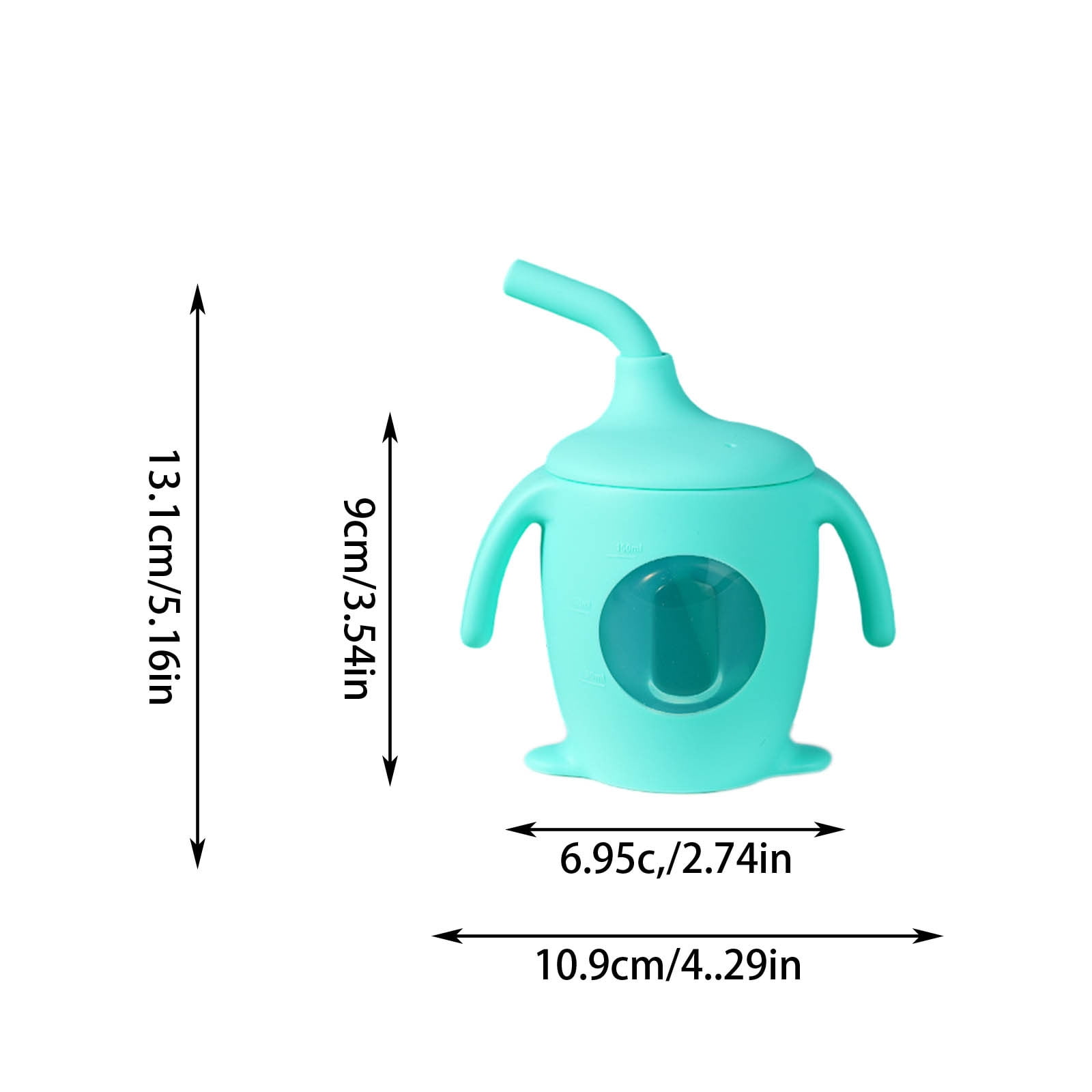 Weloille Silicone Children's Straw Cup Infant Learning Drink Cup with Handle Food Grade Infant Water Cup