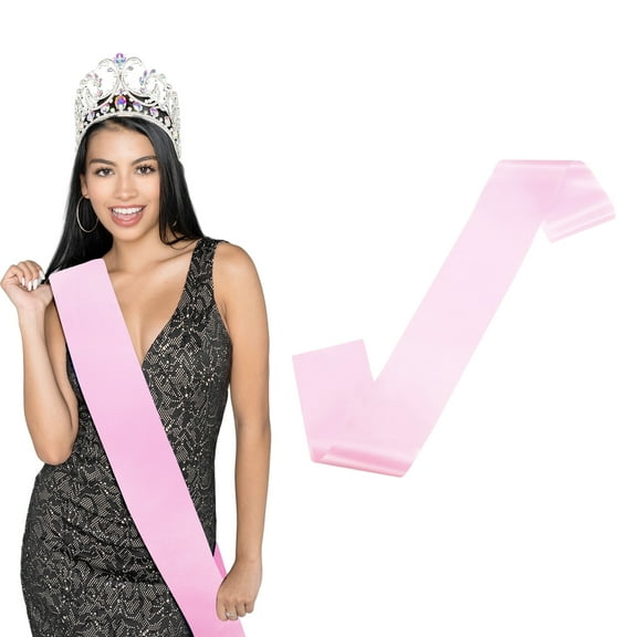 Uxcell 1-Pack Blank Satin Sash, 3.8"/95mm Party Accessory Sashes for Wedding/Birthday/Party Decorations/DIY /Graduation [Pink]