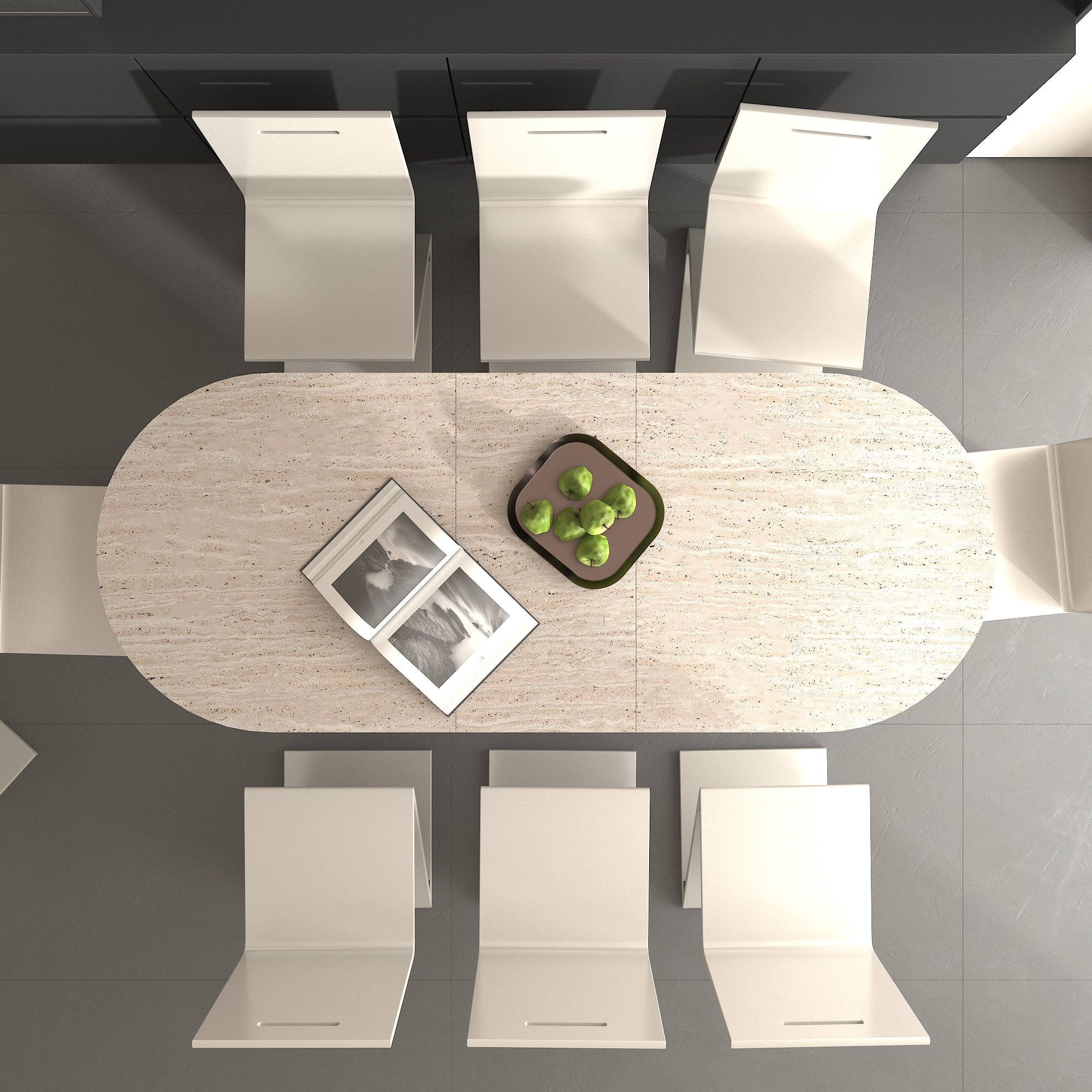 Extendable Oval Dining Table for 4-8 People, Travertine-Inspired Kitchen Table with Wooden Strip Base, Beige MDF Expandable Table for Family Living Room
