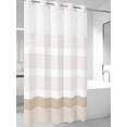 thumbnail image 4 of Brown Stripe No Hook Shower Curtain Waterproof, Bathroom Curtains with Snap in Liners and See Through Top Window, Modern Rustic Horizontal Brown Striped Hotel Style Bathtub Curtains Shower 36"Wx78"L, 4 of 8