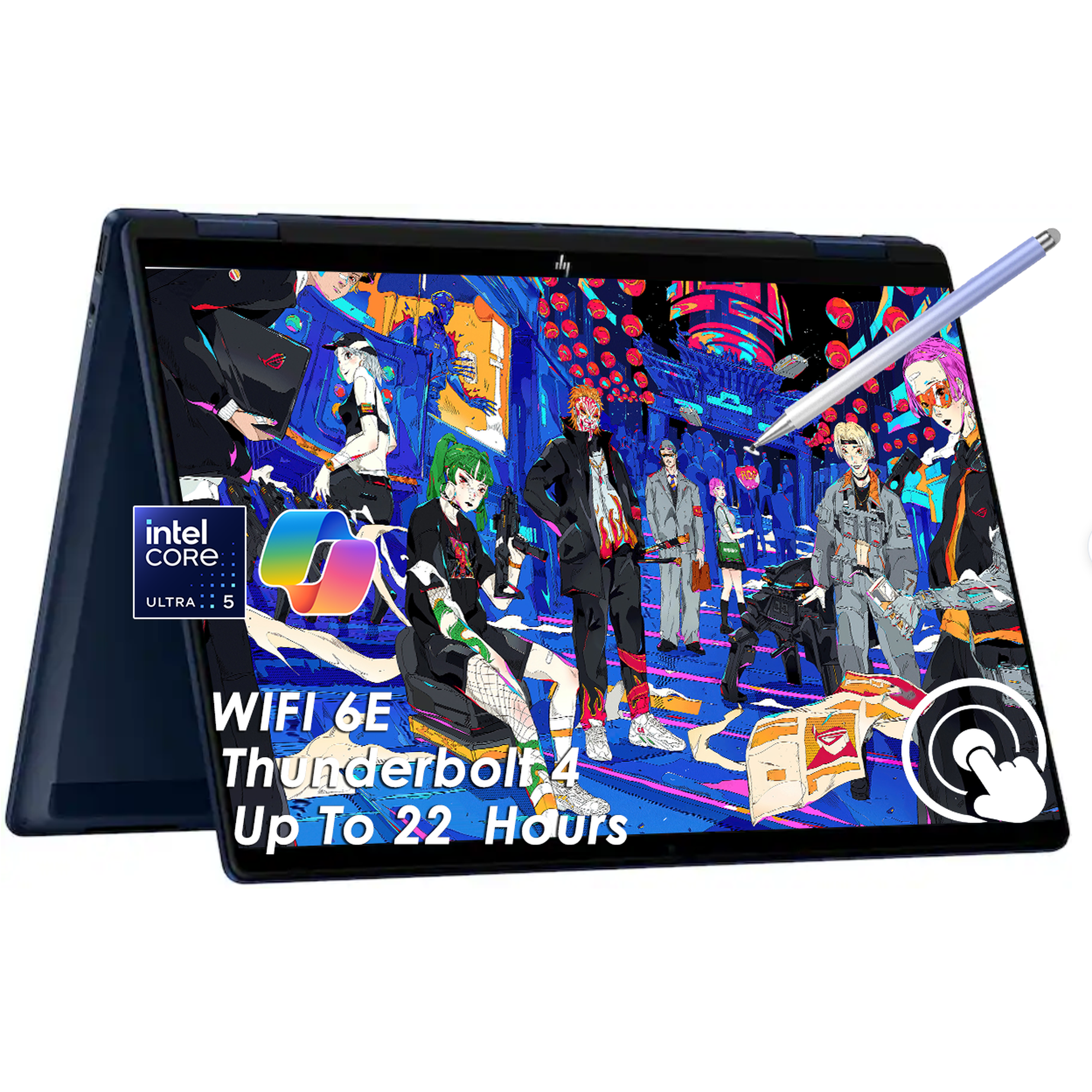 HP OmniBook X Flip 14 2-in-1 Laptop, Copilot+ PC Ultra 5 226V (40 NPU TOPS), 14" 2K Touchscreen 400 nits, 16GB LPDDR5X, 1TB PCIe SSD, up to 22.75Hr Battery, Thunderbolt 4, Wi-Fi 6E, Win 11 W/Stylus