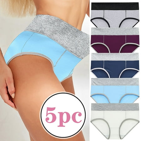 

Qcmgmg Women s Sexy Fashion Large Size Color Bump Buttocks Splicing Panties 5PC