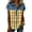 *12-Orange, variant on Women's Denim-Look Color Block Henley Top, Ladies' Rolled Cap Sleeve Collared Blouse, Casual V-Neck Plaid Tunic For Women,Multicolor,S-5XL