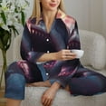 thumbnail image 6 of Honeii Dramatic Shark Attack Print Women's Pajama Sets Long Sleeve Button Down Sleepwear Nightwear Soft Pjs Lounge Sets 2PCS-Large, 6 of 7