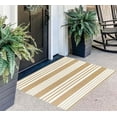 thumbnail image 7 of Bailu Khaki and White Striped Outdoor Rug, 2' x 2.91', Durable Material Versatile Use, 7 of 7