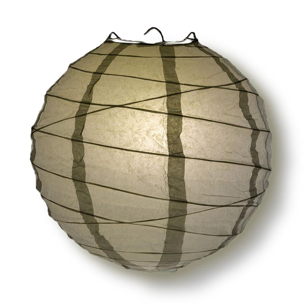 Quasimoon 14' Silver Round Paper Lantern, Crisscross Ribbing, Hanging Decoration by PaperLanternStore