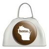 Wisconsin WI Home State White Cowbell Cow Bell - Textured Brown
