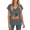 1-Dark Gray, variant on Women's Pumpkin Lantern Kitten Graphic Top V-Neck Fashion Tee