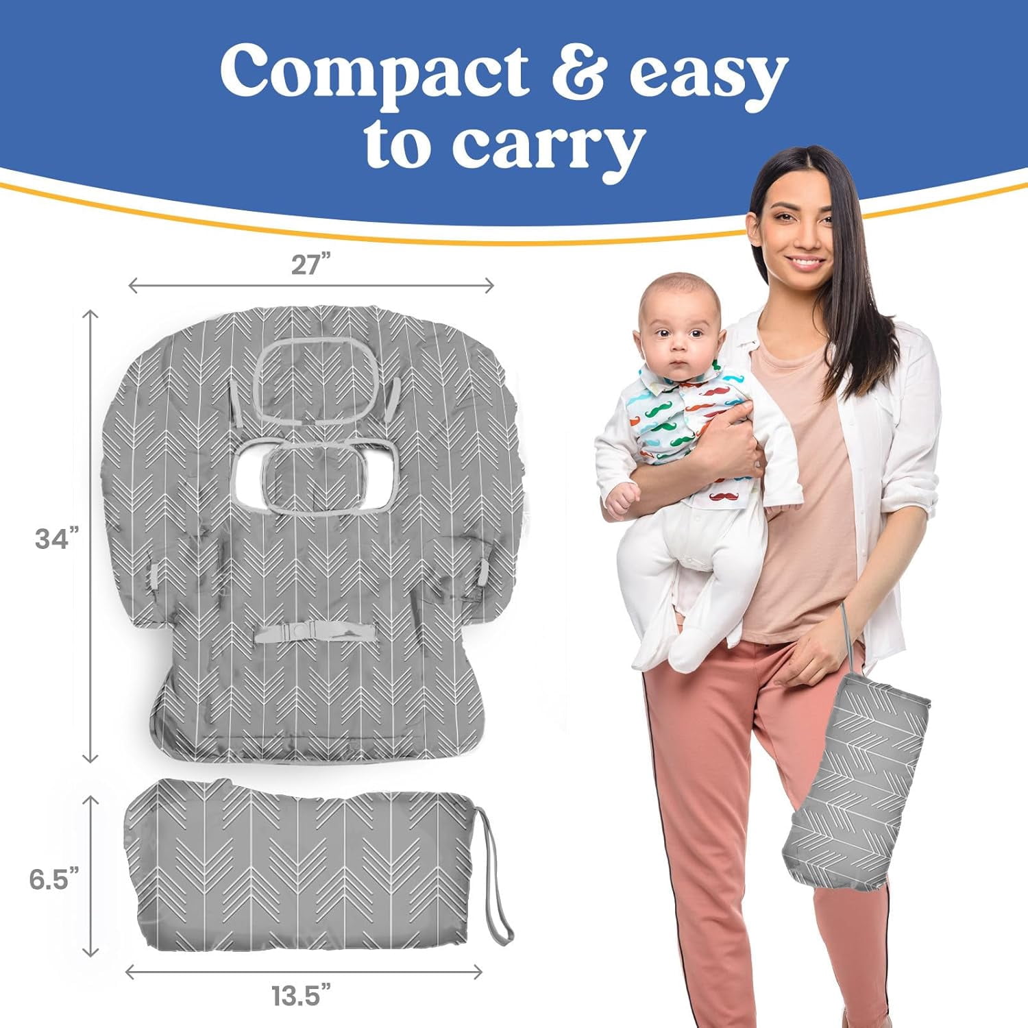 PILLANI Shopping Cart Cover for Baby, High Chair Cover for Restaurant Seat - Grocery Cart Cover for Baby Girl and Boy, Comfortable Cotton Buggy Covers for Babies - Padded Toddler Shopping Cart Cover