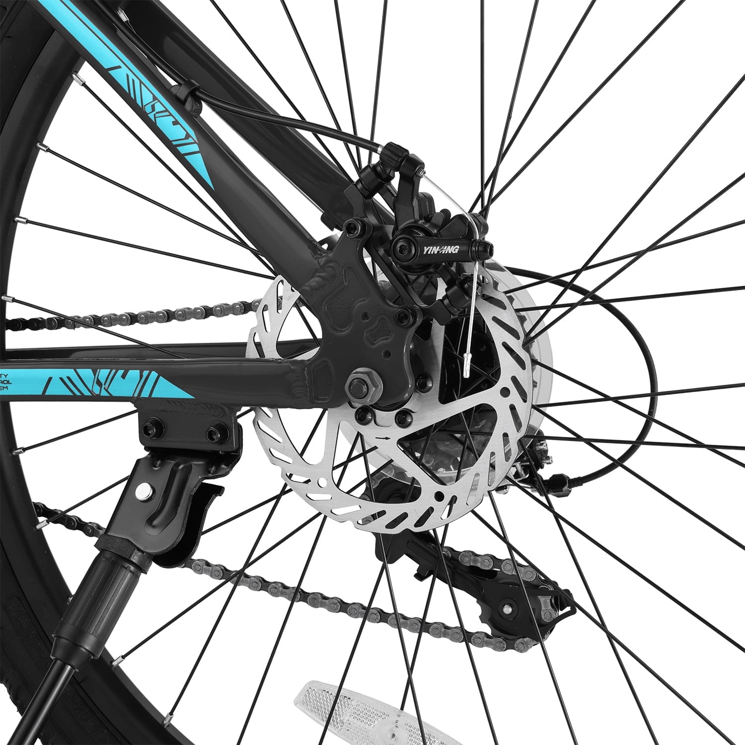 26" Mountain Bike, Aluminum Mountain Bike for Adult with Disc Brakes & Suspension, Black