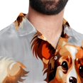 thumbnail image 5 of Pixel Dog Men's Short Sleeve Poplin Shirt, Casual Button Down Shirts, Printed Summer Beach Shirt, Unisex Casual Button Down Top, 5 of 6