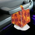 thumbnail image 7 of Psesaysky Square Tissue Box Cover Fall Decor, Waterproof Pu Leather Car Tissue Holder with Metal Button Maple Leaves Orange Napkin Holder Organizer for Bathroom, Bedroom, Hotel, Office Desk, 7 of 7