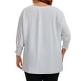 thumbnail image 3 of Agnes Orinda Women's Plus Size Chiffon Tops Batwing Ruffle Long Sleeve Casual Loose Shirts Blouses 4X White, 3 of 7