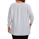 thumbnail image 3 of Blusas de chiffon de talla grande para mujer Agnes Orinda, con mangas largas de murciélago y volantes, camisetas casuales sueltas 1X blancas, 3 of 7