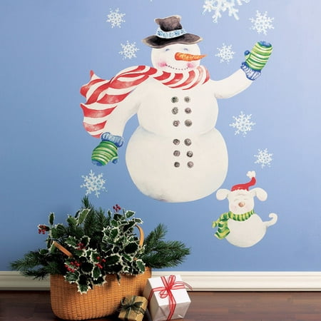 Wallies Snowman Vinyl Holiday Wall Decal (Set of 2 ...