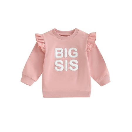 

Hirigin Long Sleeve Pullovers for Toddler Girls with Fuzzy Letter Embroidery