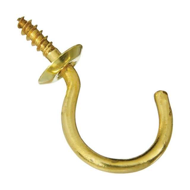Cup Hook, Solid Brass, 1-1/4 In., 2-Pk. - N119-701