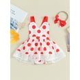 thumbnail image 2 of Suealasg Toddler Baby Girl Valentine's Day Outfits 6M 12M 18M 24M Sleeveless Lace Trim Dot Print Romper +Headband Set 2pcs Infant Girl Summer Clothes, 2 of 9