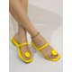 thumbnail image 3 of Women Round Decor Toe Post Thong Sandals, Artificial Patent Leather Fashion Sandals, 3 of 4