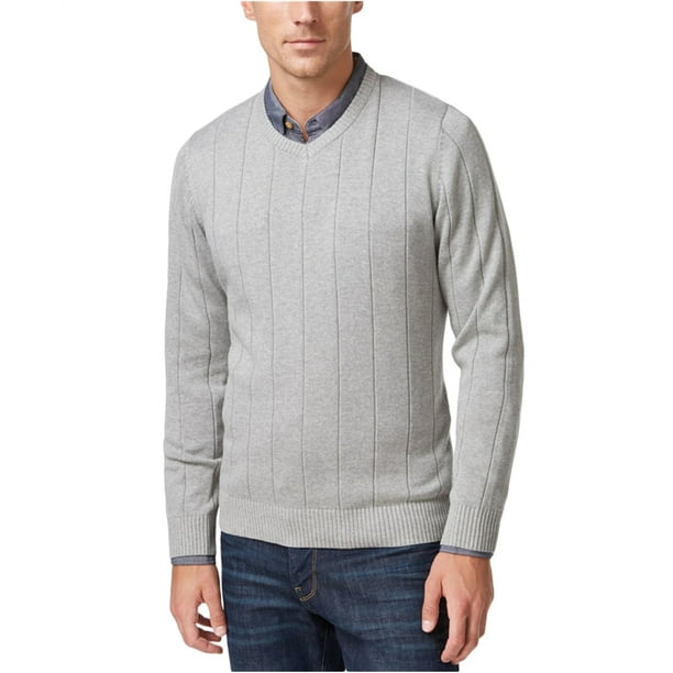 John Ashford - John Ashford Mens V-Neck Striped-Texture Knit Sweater ...