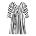 thumbnail image 4 of Women's Wrap V Neck High Waist Dress Flare Half Sleeve Trendy Printed Casual Loose A Line Dress Knee Length Dress, 4 of 7