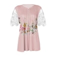 thumbnail image 4 of Pink Women's Short Sleeve T-shirt, Lace Tops For Women Suitable Trendy Fashion See Through Mesh Short Sleeve Shirt V Neck Casual Fitted Tunic Clothes,Women's Short sleeve T-shirt L, 4 of 4