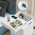 thumbnail image 5 of Afuhokles LED Nightstand with Charging Station 3 Drawers, Bedside Table for Bedroom, White, 5 of 8