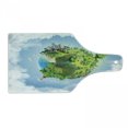 thumbnail image 1 of World Cutting Board, Cartoon Style Globe with Greenery Peaceful Idyllic Country Cloudy Sky, Decorative Tempered Glass Cutting and Serving Board, Wine Bottle Shape, Green Pale Blue White, by Ambesonne, 1 of 1