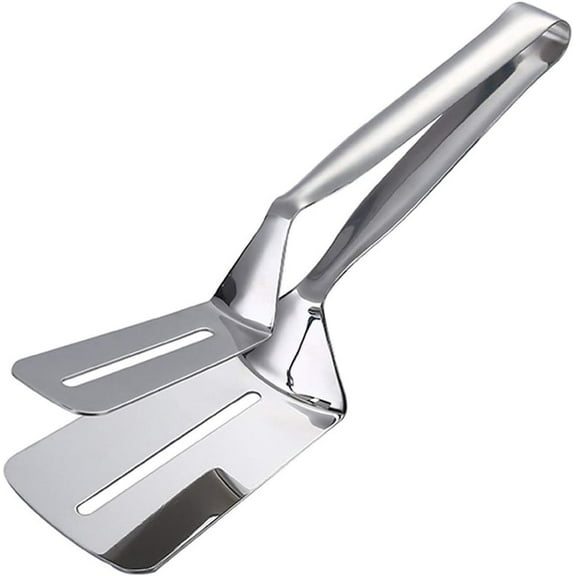 304 3-in-1 Stainless Steel Grill Clamp, 10 Inch 3-in-1 Multi-Functional Food Turner with Slotted Design for BBQ Grilling, with Slotted Design and Scraper,Baking and Kitchen Utensil