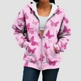 thumbnail image 6 of zaveiop Zip up Hoodie Women Butterfly Graphic Hoodies Long Sleeve Oversized Y2K Sweatshirts Cute jackets Plus Size for Girls (Pink, XXL), 6 of 7