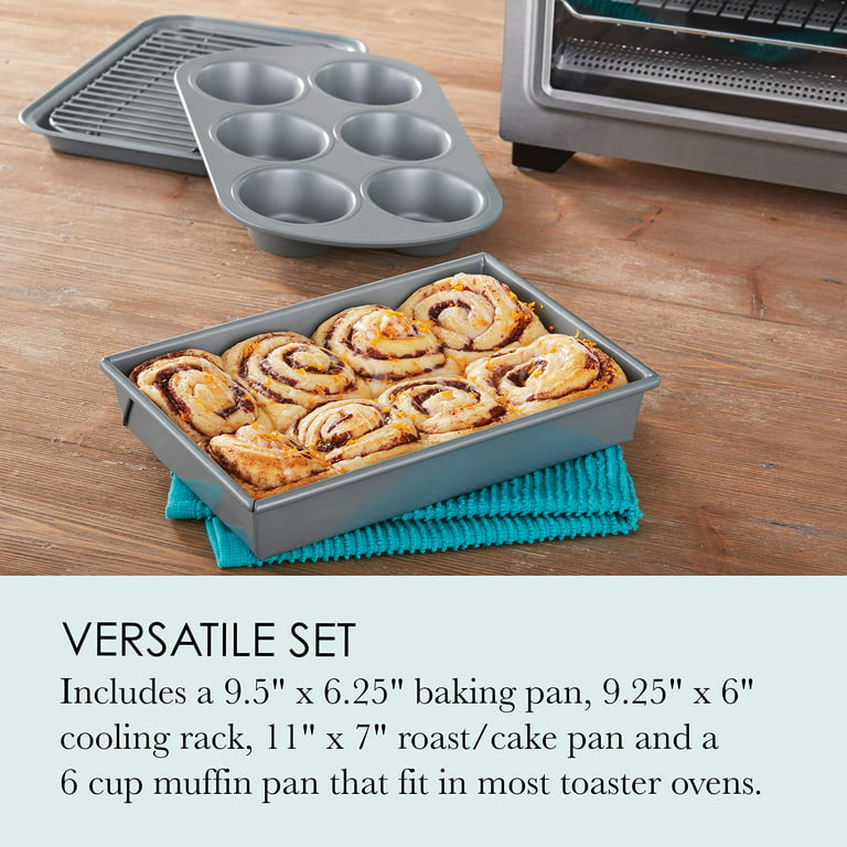 Chicago Metallic Non-Stick Toaster Oven Bakeware Set, 4-Piece