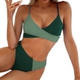 thumbnail image 2 of Sakmal Womens Bikini Sets Push Up High Waisted Swimwear Green Color Block Beach Swimsuits for Women L, 2 of 8