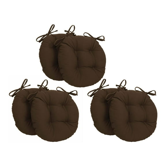 Blazing Needles 16-inch Round Tufted Twill Chair Cushion, 16 x 16, Chocolate 6 Count