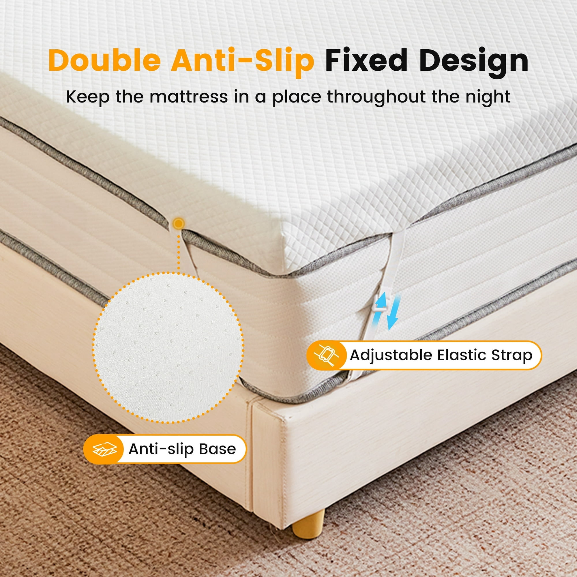 JIOABL Twin Size 2 Inch Cooling Gel Memory Foam Mattress Topper for Relieve Back Pain, Ventilated Design, CertiPUR-US Certified, Removable Plush Cover