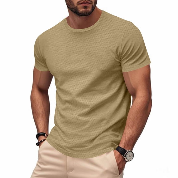 Wovilon Men's Crew Neck Short Sleeve Quick Dry T Shirt, Breathable Mesh Athletic Running Top, Lightweight Moisture Wicking Workout Tee for Gym Sports