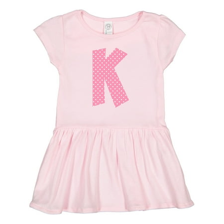 

Inktastic Pink and White Polka Dots Letter K Gift Toddler Girl Dress