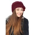 thumbnail image 3 of Lauren Luxury Fleece Beanie Women's Hat Cancer Headwear Chemo Cap Ladies Winter  (Burgundy), 3 of 4