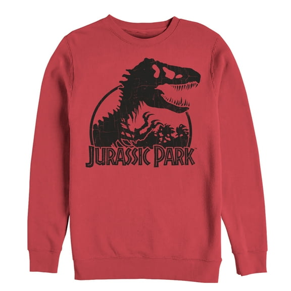 Men's Jurassic Park Dino Skeleton Silhouette Logo Sweatshirt Red Medium