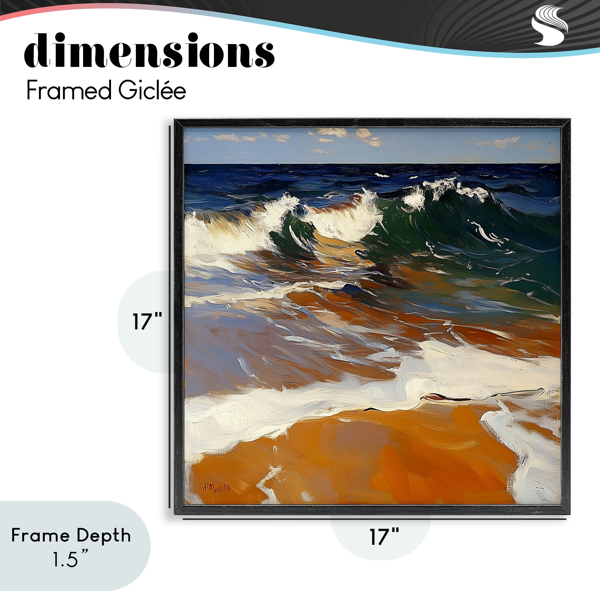 Stupell Industries Glassy Wave Break Black Framed Giclee Art, design by Walker Noble