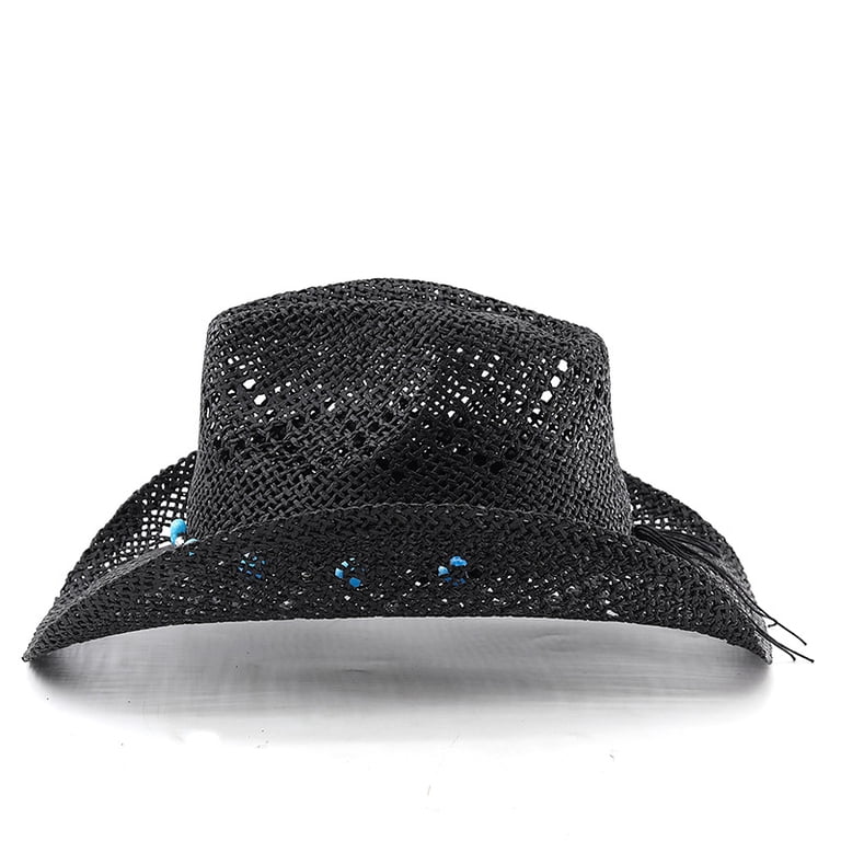 9459 Straw Beach Cowboy Hat For Women Shapeable Brim Western Cowgirl Straw Beach Cowboy Hats for Women Vintage Beaded Shapeable  main image 2