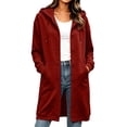 thumbnail image 2 of Miqool Long Hoodies for Women Long Sleeve Button Down Sweatshirts Drawstring Casual Fall Winter Track Jackets with Pockets, 2 of 8