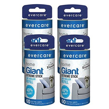 Evercare Giant Lint Roller Extra Large Sheets Refill 60 Sheet 4 Pack Walmart Com Walmart Com